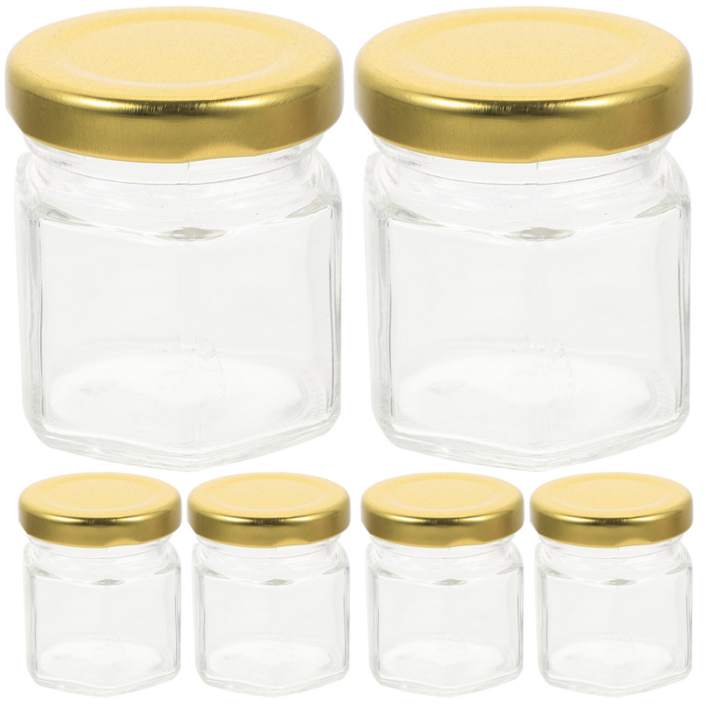 Food Storage Jar Glass - 6 Buah Stoples Kaca Bentuk Heksagonal