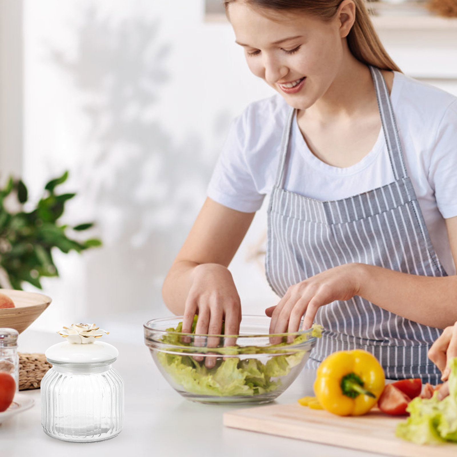 Food Storage Jar Glass - Stoples Penyimpanan Kaca Transparan dengan Tutup