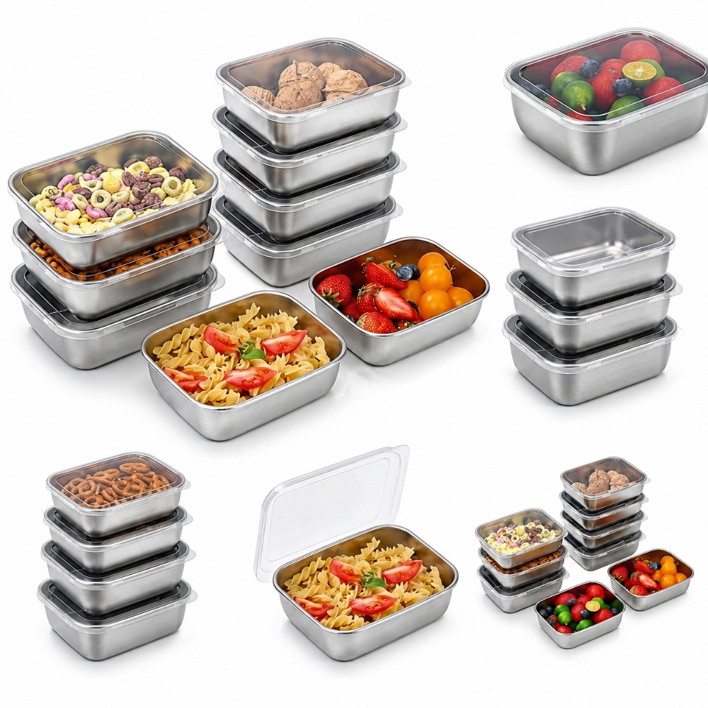 Stainless Lunch Box - 6PCS Wadah Penyimpanan Makanan Stainless Steel