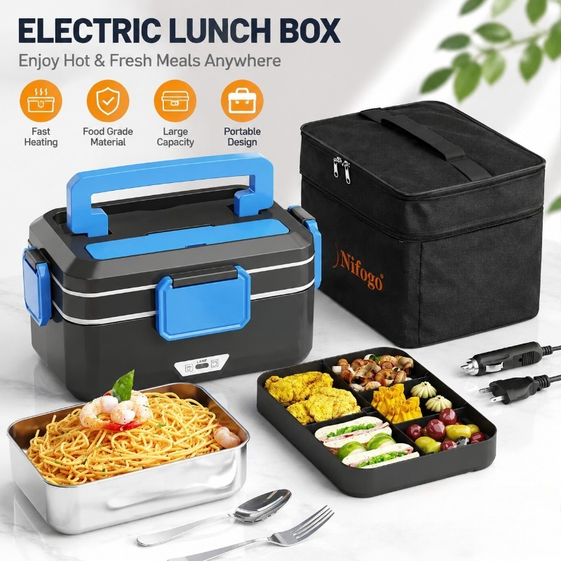 Portable Food Warmer - Kotak Makan Listrik Pemanas Ganda Fungsi,