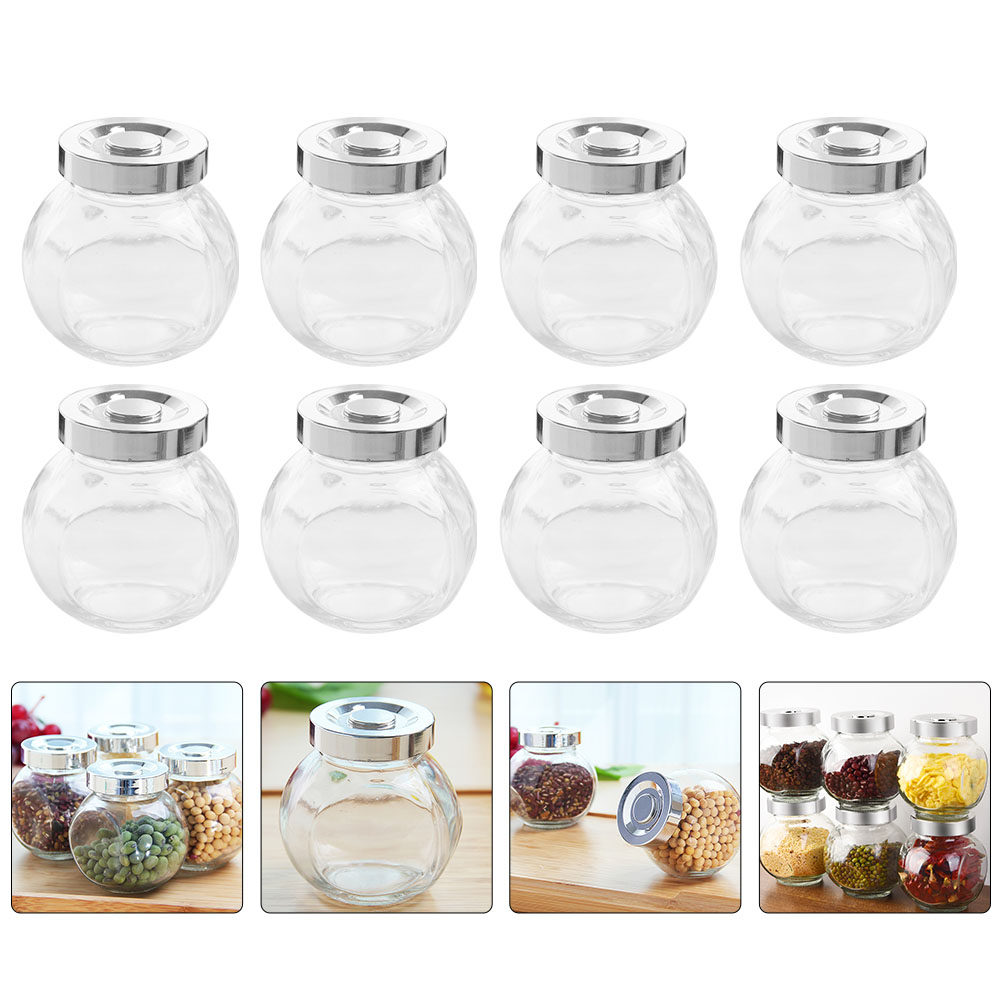 Food Storage Jar Glass - 8 Buah Stoples Penyimpanan Kaca Ringan