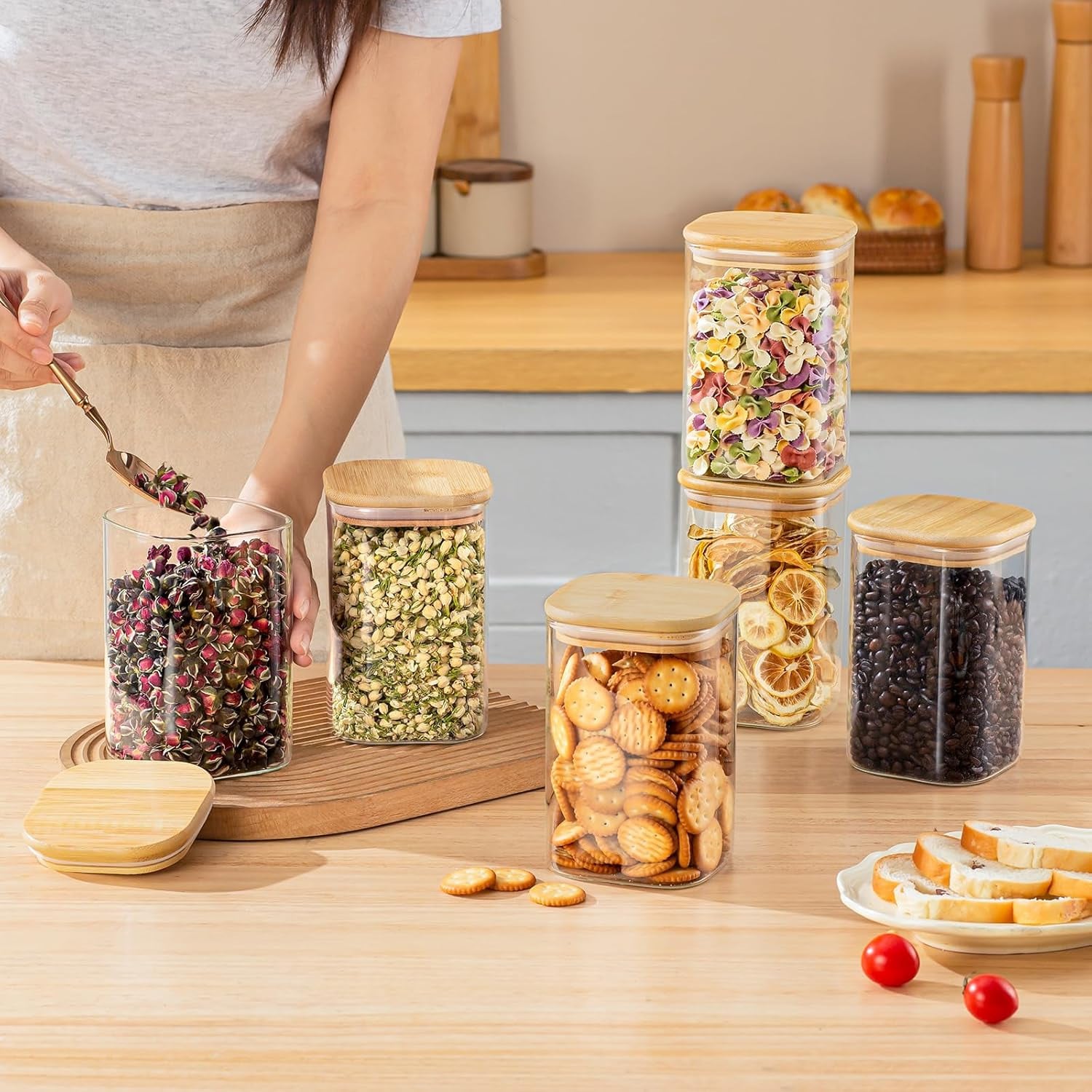 6 Buah Stoples Penyimpanan Mak - Food Storage Jar Glass ulasan dan harga