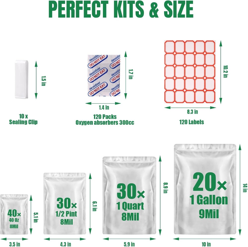 120 Kantong Mylar untuk Penyim - Food Storage Oxygen Absorbers ulasan dan harga