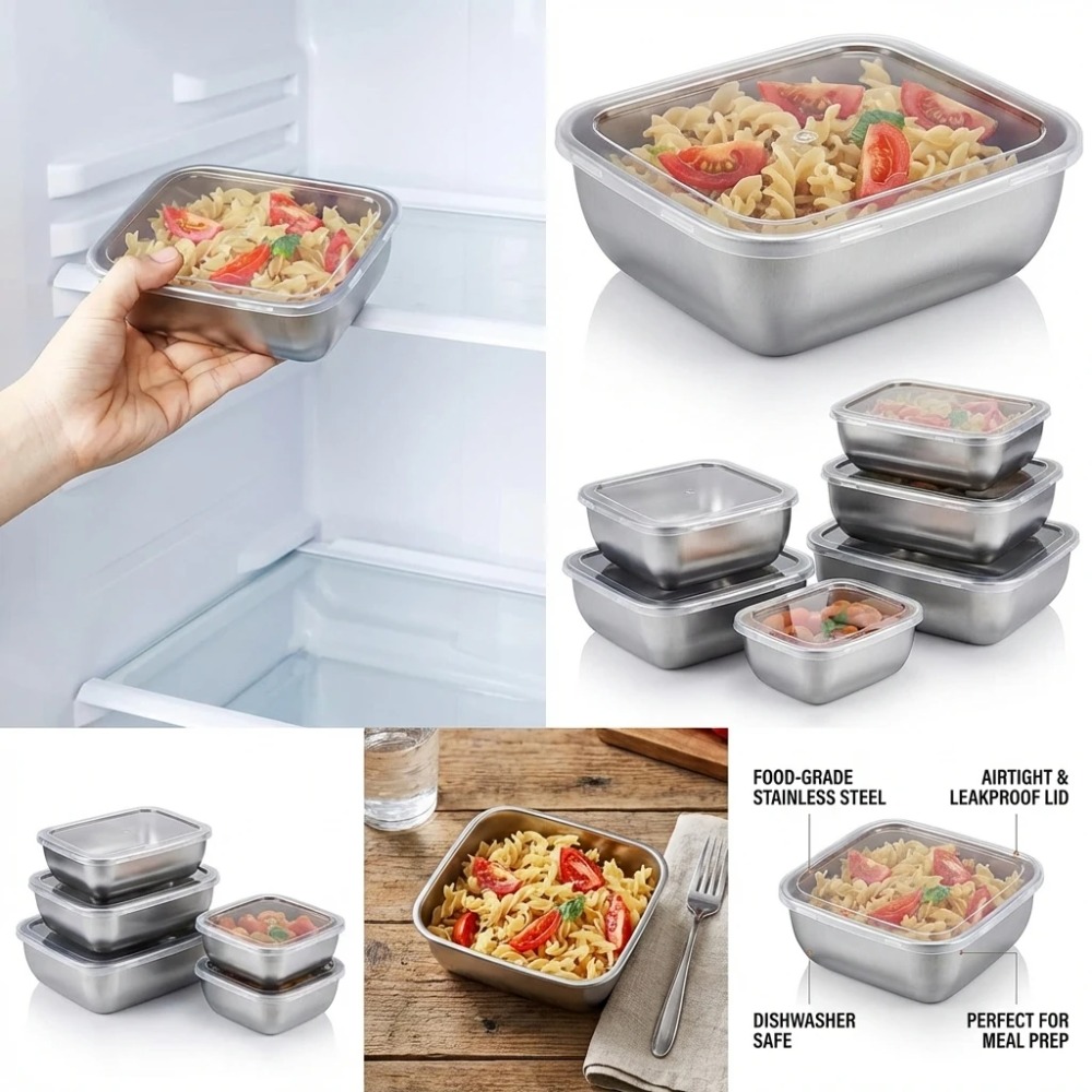 6PCS Wadah Penyimpanan Makanan - Stainless Lunch Box ulasan dan harga