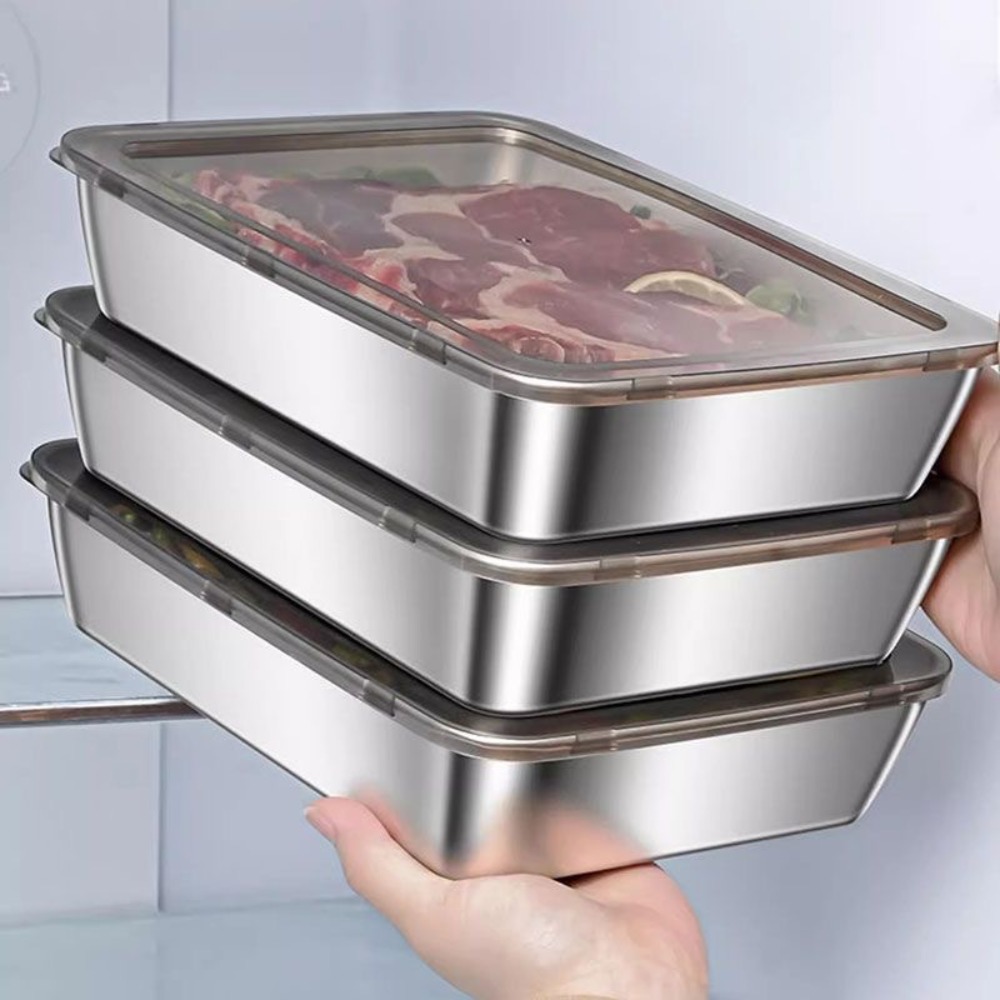 Nampan Sajian Stainless Steel  - Food Storage Square Containers ulasan dan harga