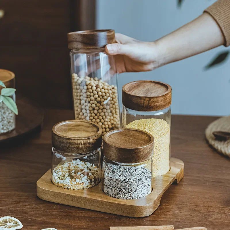 Wadah makanan tutup kayu, wada - Food Storage Kitchen Container Set ulasan dan harga